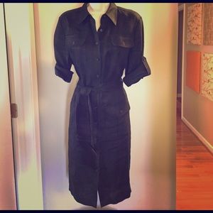 Black linen safari dress. Sz 10